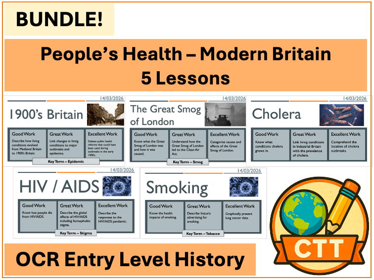OCR Entry Level History - People's Health - Modern Britain - 5 Lessons