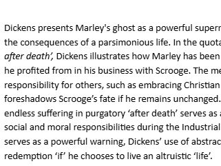A Christmas Carol Model Paragraphs