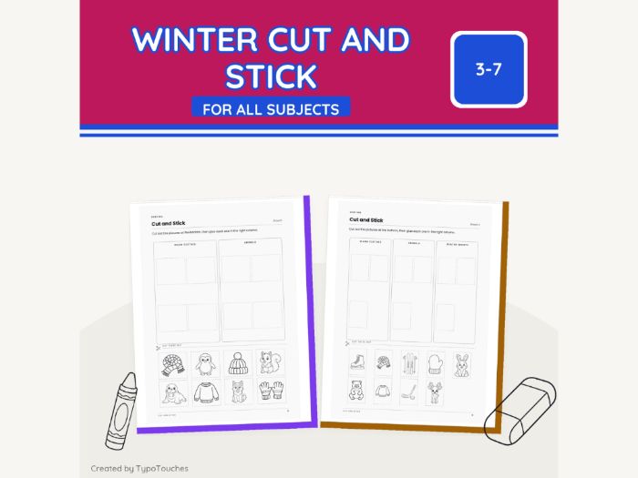 Winter Cut and Stick Worksheets | 38 Sheets