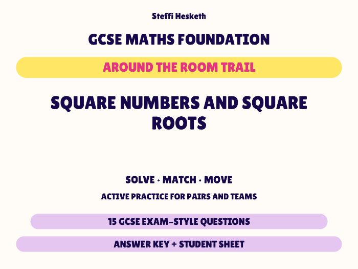 GCSE Foundation Maths Square Numbers and Square Roots | Around the Room Trail