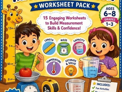 MEASUREMENT Maths Fun Pack for children ages6-8/Grades 1-3
