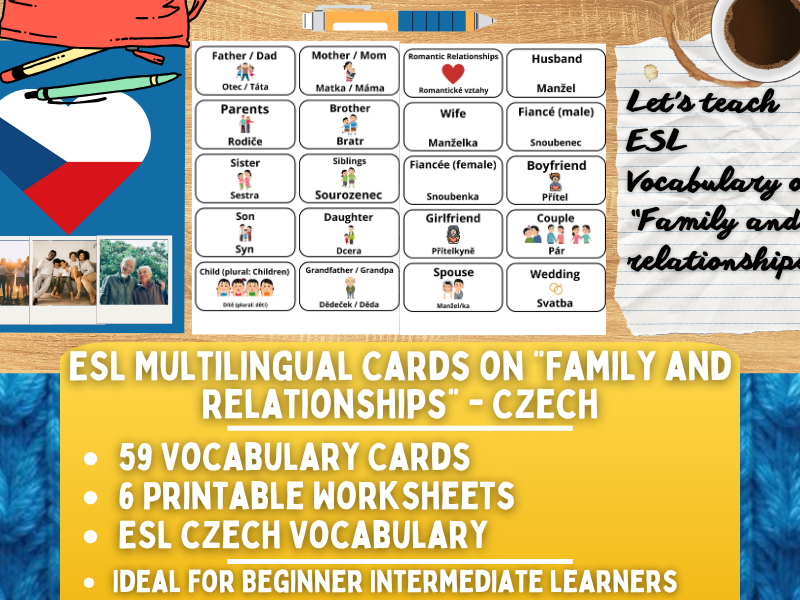ESL Multilingual Vocabulary Flashcards - Family and Relationships - Czech