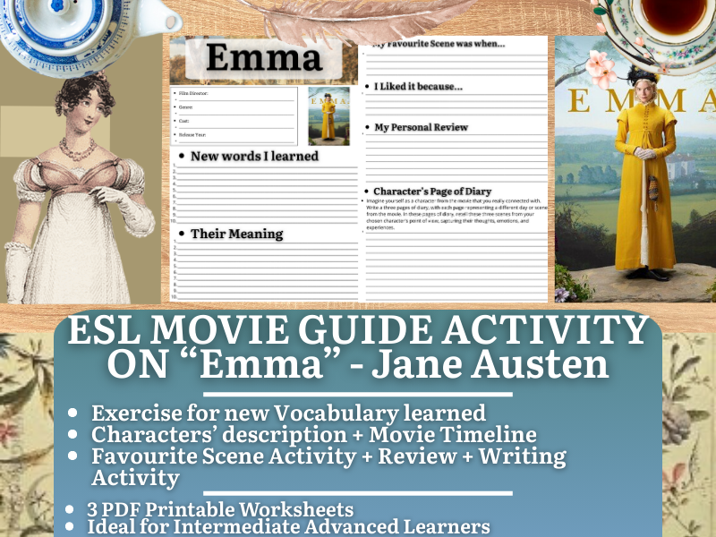 ESL Movie Guide Worksheets on "Emma" - Jane Austen