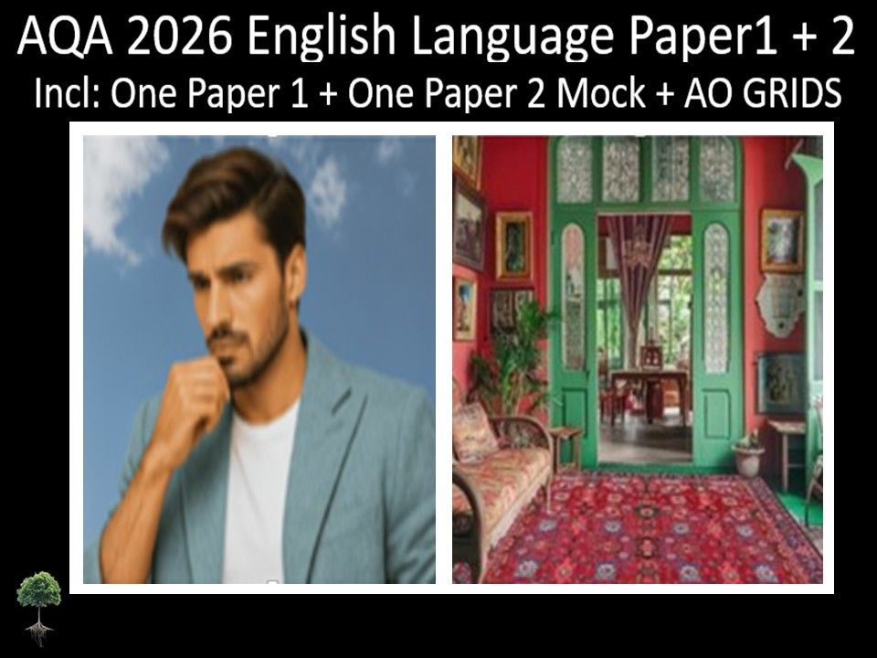 Two AQA 2026 GCSE English Language Paper 1 + 2 Mocks | AO GRIDS