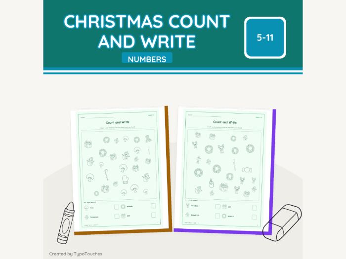Christmas Count and Write | 24 No-Prep Sheets