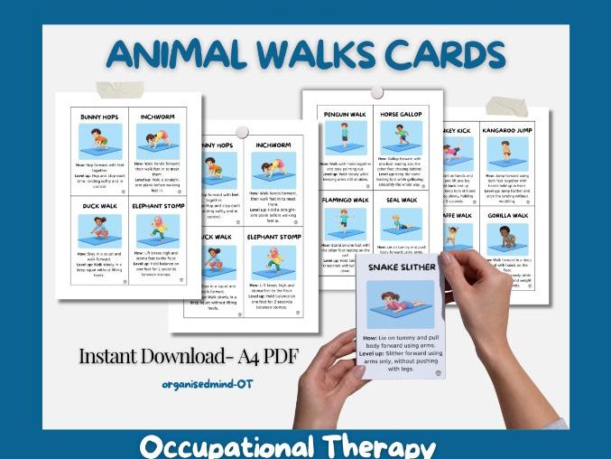 Animal Walks Movement Cards- Gross Motor Skills