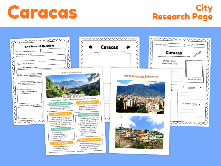 Caracas City Research Project | Venezuela Geography Worksheets