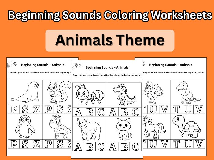 Beginning Sounds Coloring Worksheets – Animals Theme