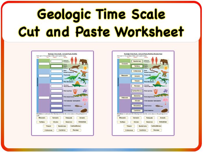 Geologic Time Scale - Cut and Paste Worksheet Activity, Printable PDF