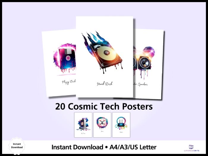 Computer Hardware Posters – Cosmic Theme Classroom Display (20 Posters)