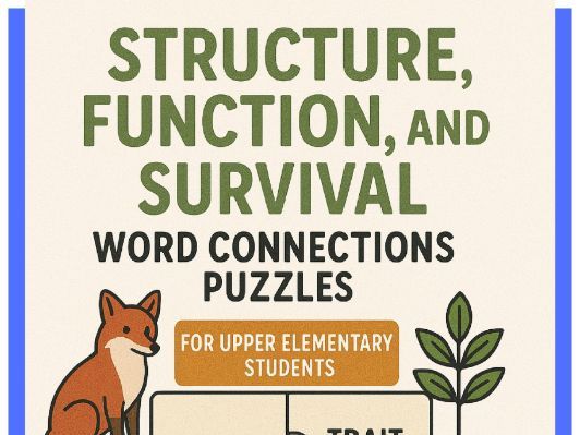 3 Structure, Function, & Survival Word Connections Puzzles (Upper Elementary)