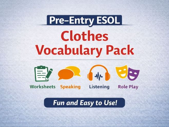 Pre-Entry ESOL Clothes Vocabulary Pack | Worksheets, Speaking, Listening & Role Play