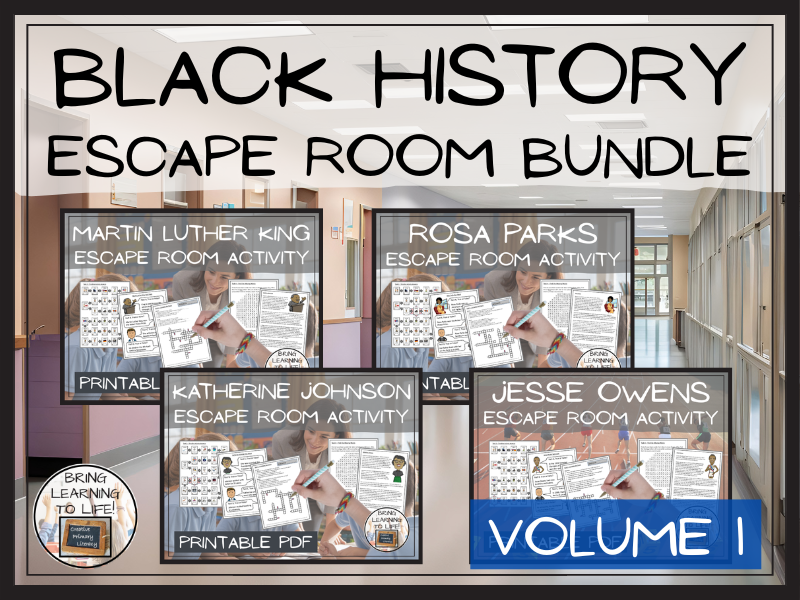 Black History Volume I Escape Room Activity Bundle | Year 5 or Year 6