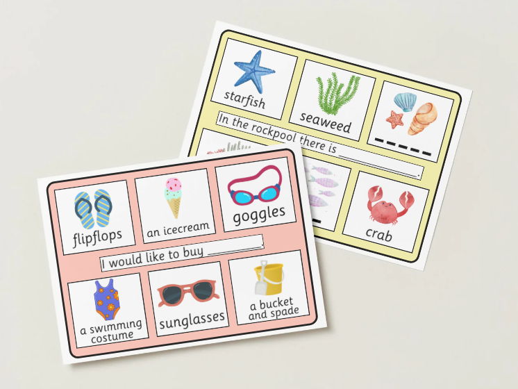 Beach/Rockpool Themed Writing Mat EYFS, KS1