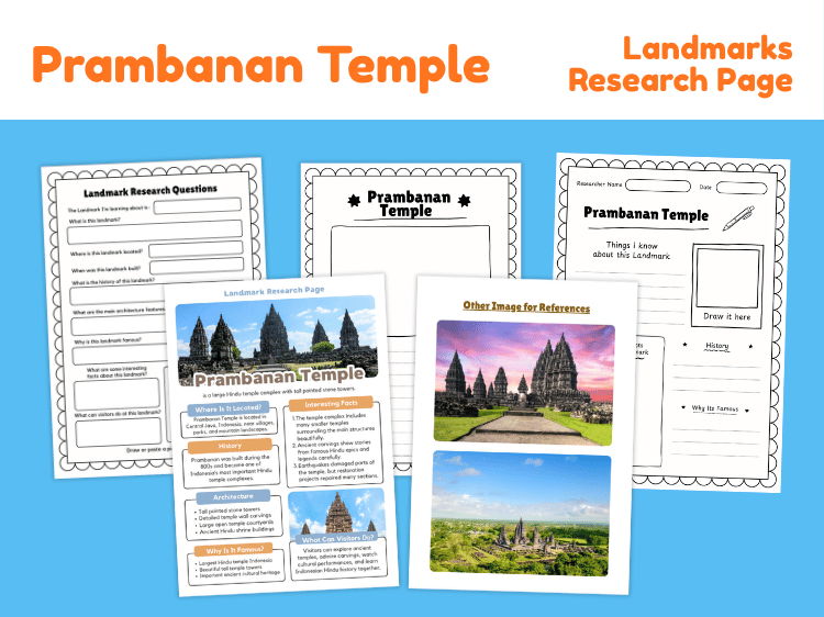 Prambanan Temple Research Project | Landmark Worksheets & Fact Page