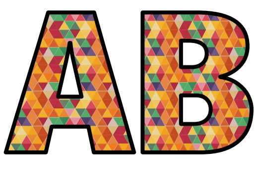 Colorful Triangles Art Lettering Set Display Title Letters Numbers ...