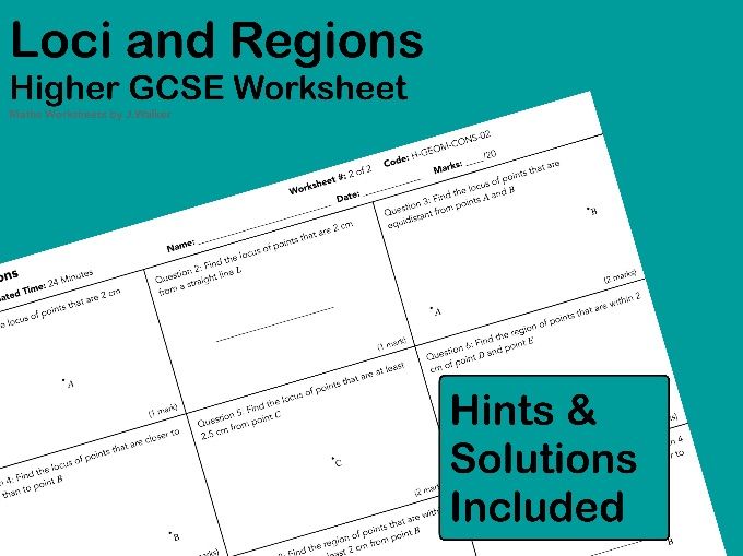 GCSE Maths Worksheet: Loci and Regions - Higher Tier