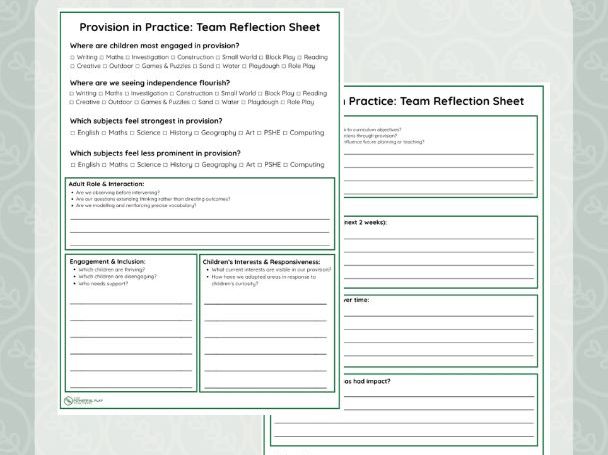 Provision in Practice: Team Reflection Sheet
