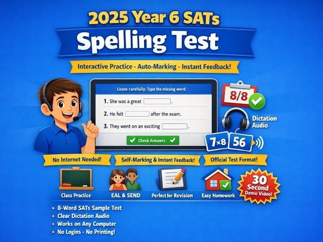 Year 6 SATs Spelling Test Sample 2025 (Interactive, Auto‑Marked)