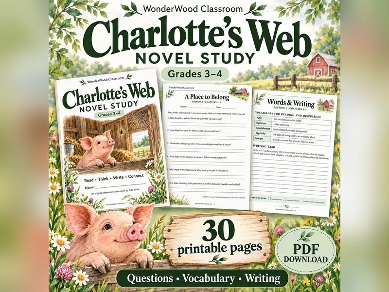 Charlotte's Web Novel Study - Grades 3-4