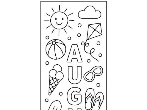 August Monthly Bookmark Template Colouring Sheet