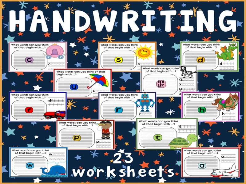 HANDWRITING WORKSHEETS TEACHING RESOURCES ENGLISH WRITING LETTERS - COLOUR