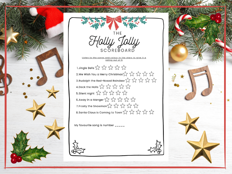Christmas Song Star Rating Activity