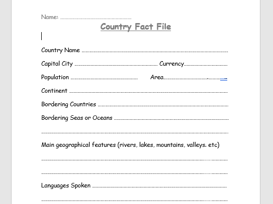 Homework fact sheet image