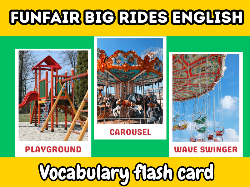 Funfair Big Rides Vocabulary Flashcards (English for Primary/ESL)