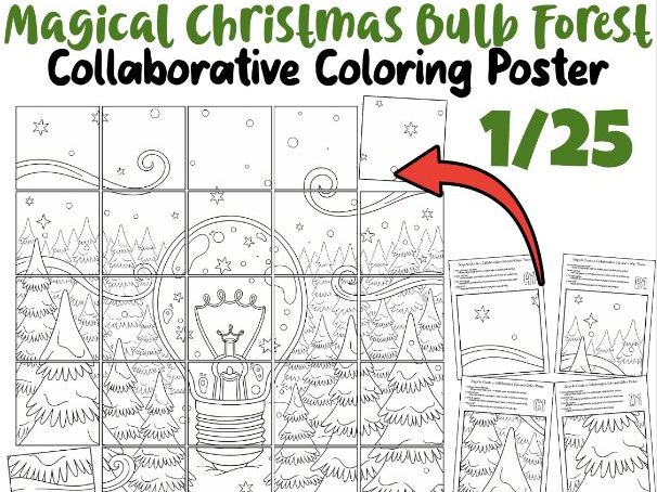 Magical Christmas Bulb Forest Collaborative Poster | Winter Holiday Activity