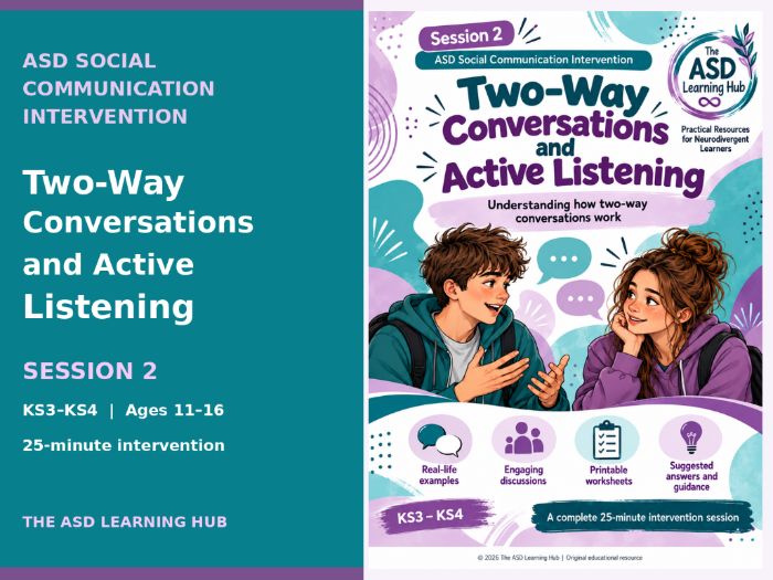 Autism Social Communication | Two-Way Conversations and Active Listening | KS3–KS4