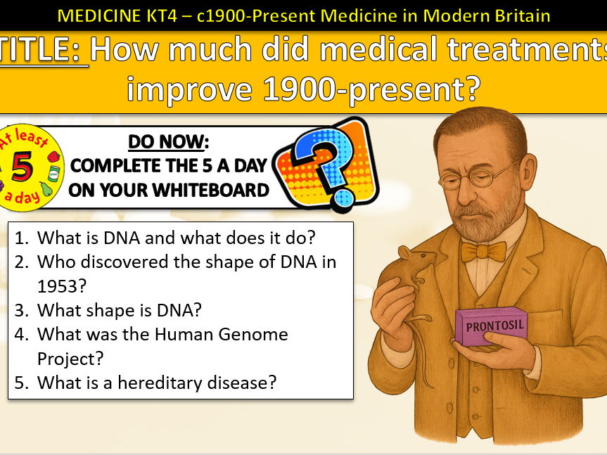 History GCSE Medicine Edexcel KT4 L2 Treatments Modern c1900-Present (Fully Resourced).
