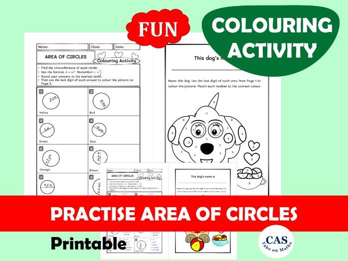 KS3 Area of Circles Colouring Activity | Years 6-8 Geometry | Fun Maths Worksheet