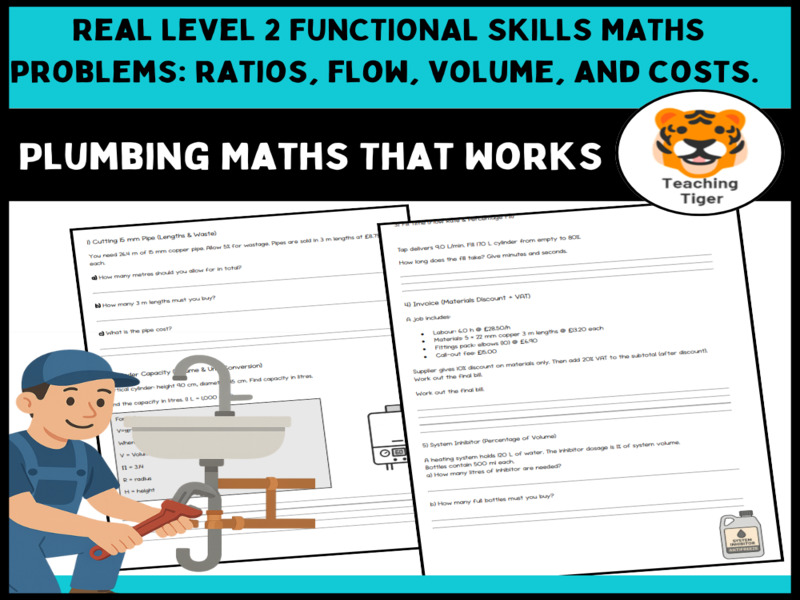 Plumbing & Air Conditioning Maths – Functional Skills Maths Level 2 Worksheet