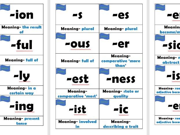 Prefix Suffix mix match cards