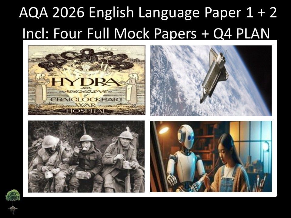 Four AQA 2026 English Language Paper 1 + 2 Full Mocks | Q4 PLAN
