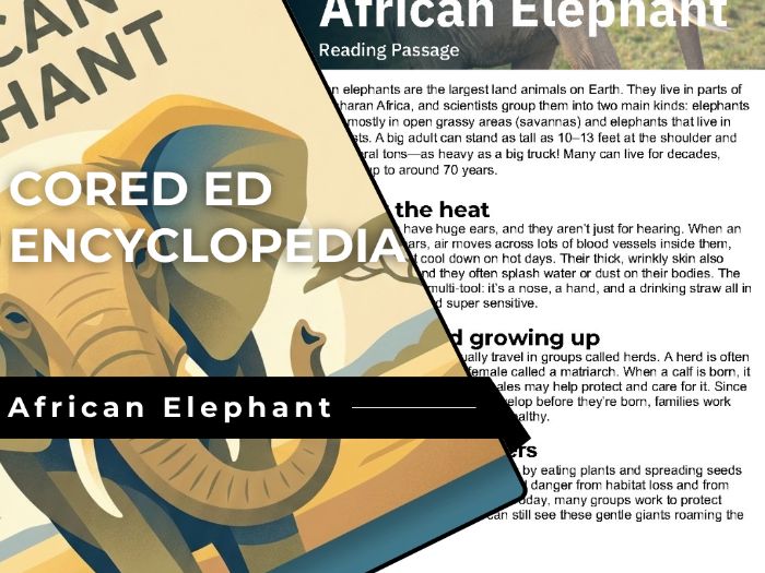 African Elephant Reading Comprehension - Cored Ed Encyclopedia