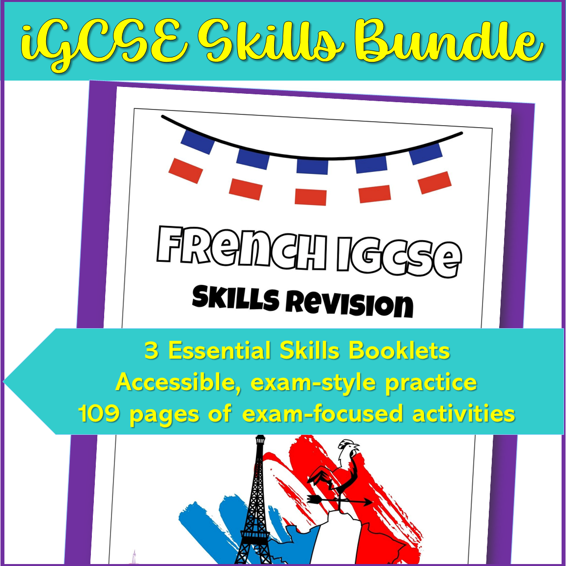 (iGCSE) French skills revision & activities - Reading, Writing, Speaking, 109 pages, No Prep, Print&Go