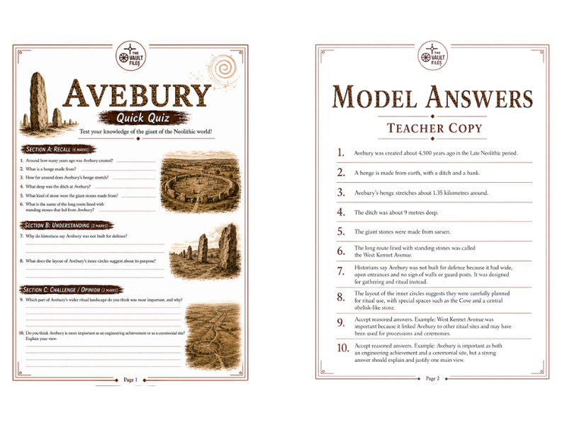 Avebury Quick Quiz: Knowledge Check & Retrieval Activity (KS3 History)