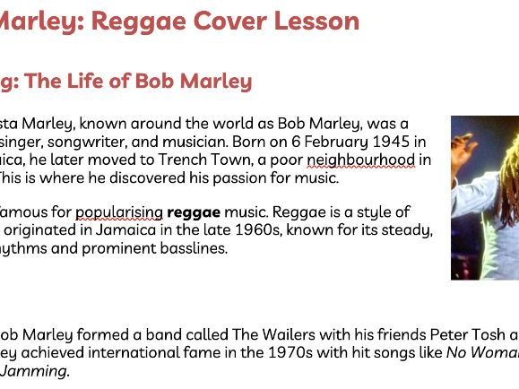 Bob Marley - Reggae Cover lesson