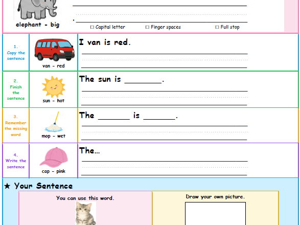 Sentence Writing Booklet