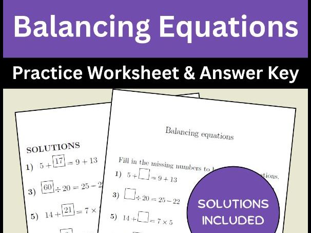 Balancing Equations Practice Worksheet & Answer Key