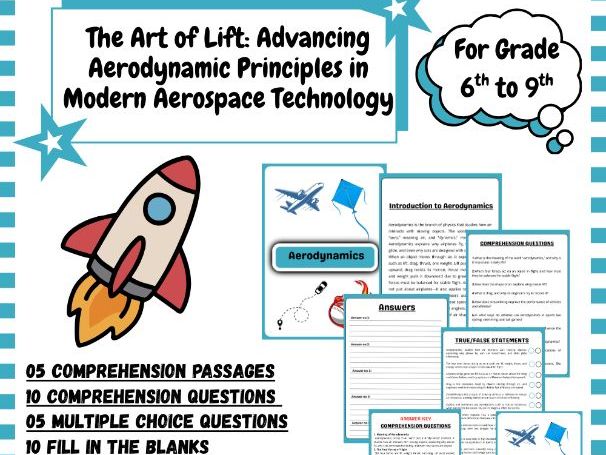 “AerodynamicsComprehension Passages with Questions, Worksheets, MCQs & Answer Keys (Grades 6–9)”