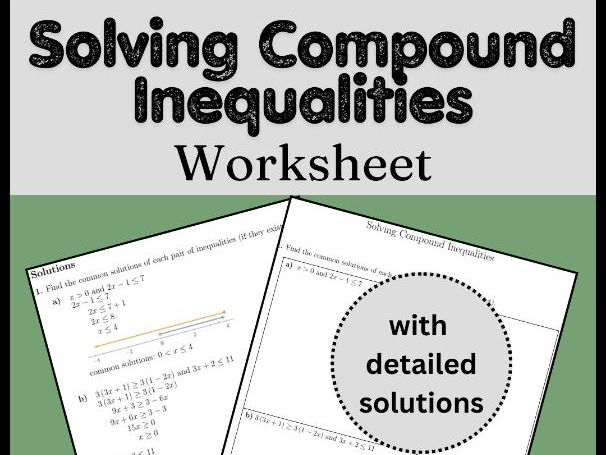 Solving Compound Inequalities Worksheet (with solutions)
