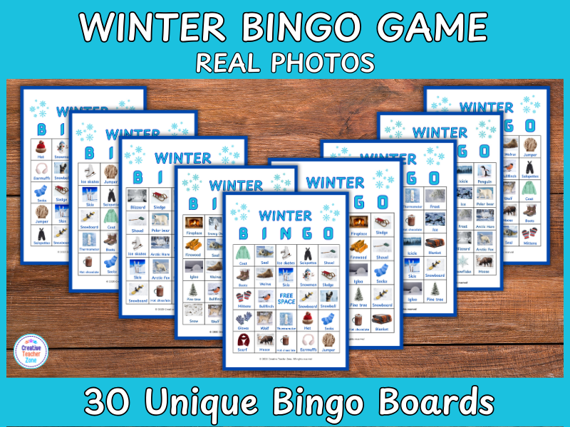 Winter Bingo Game (UK Real Photos) EYFS & KS1