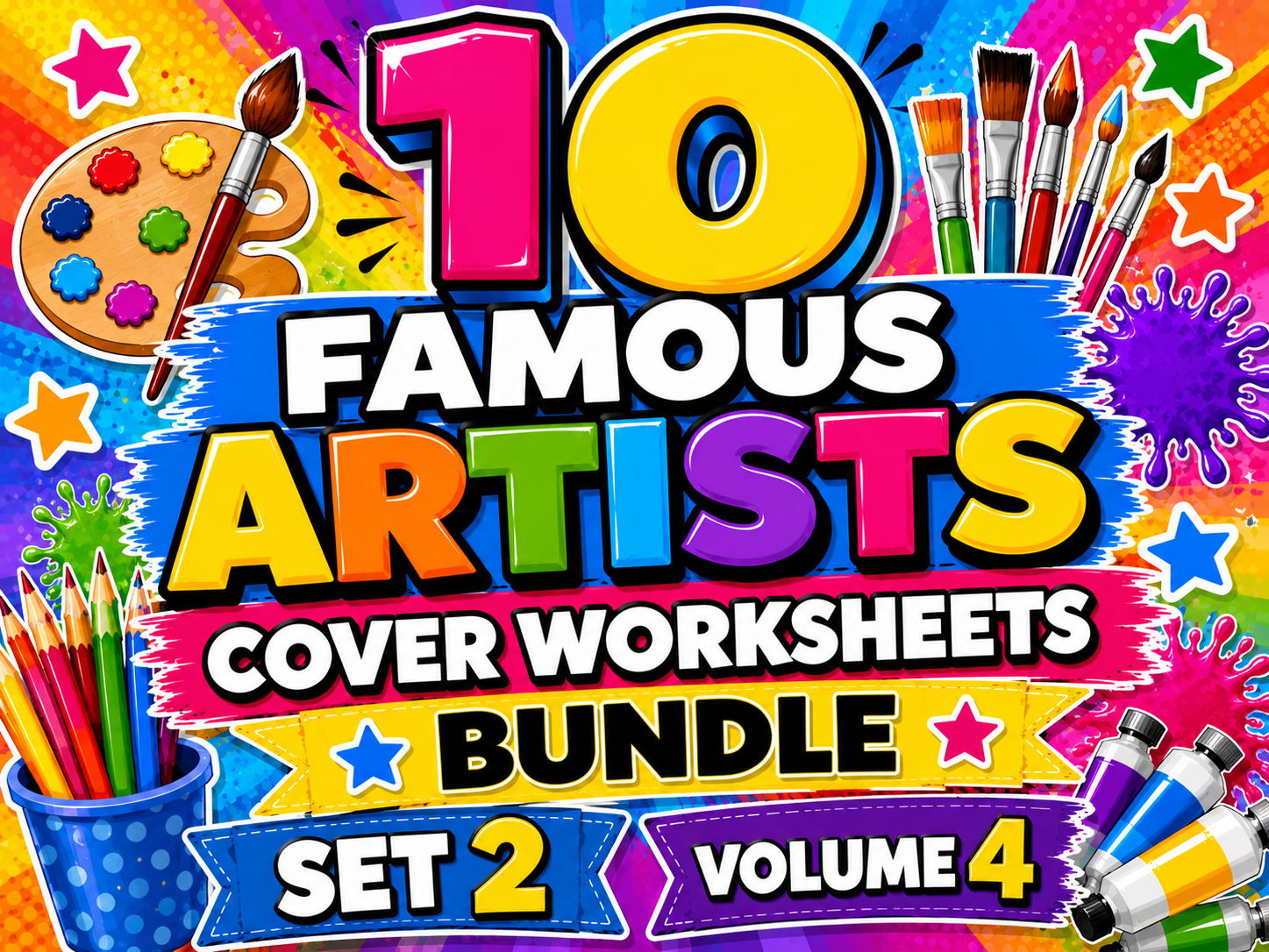 10 Famous Artists Cover Worksheets Bundle Set 2 Volume 4 | KS3 Art Cover Lessons & Homework