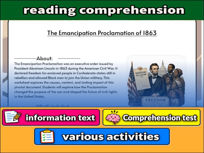 The Emancipation Proclamation of 1863   & Comprehension ����Vlogt