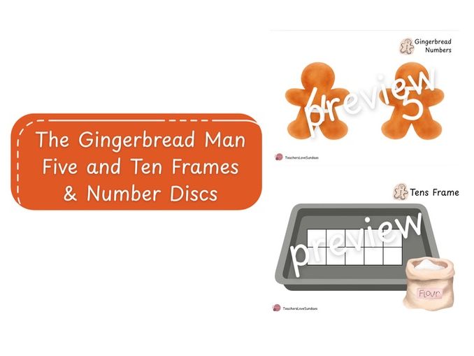 Five and Ten Frame & Number Discs The Gingerbread Man