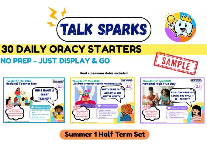 Talk Sparks: Daily Oracy Starters (Half Term Pack) | 30 No-Prep Discussion Slides