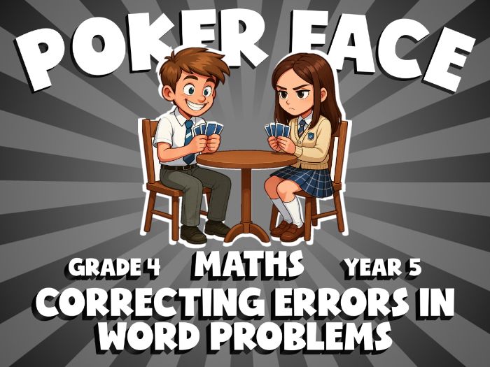 Correcting Errors in Word Problems POKER FACE Maths Game | No-Prep Year 5 Review Activity
